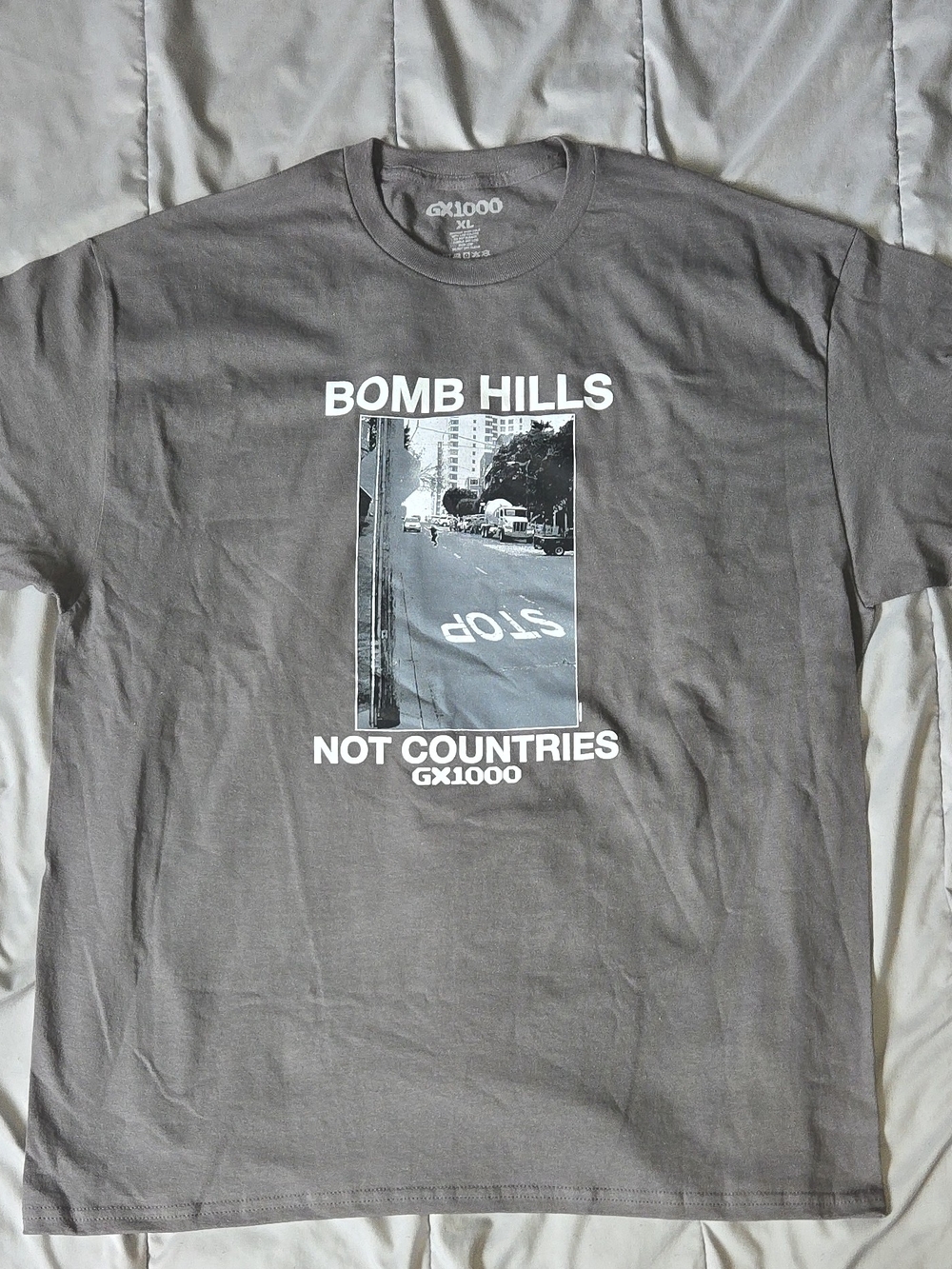 GX1000 Bomb Hills Not Countries Graphic Tee - Gray